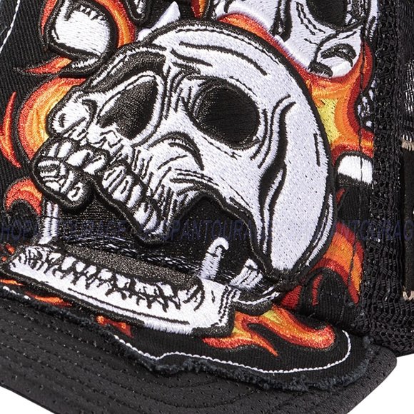 Red Monkey Fire Skull Black RM1476 New Limited Edition Unisex Trucker Hat Cap - Picture 4 of 8
